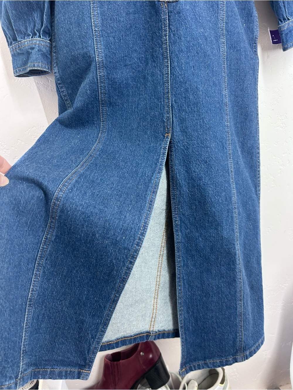 Madewell Denim Midi Shirtdress Size 2 Glissan Wash Heavyweight Cotton Dress NWOT - Picture 8 of 15